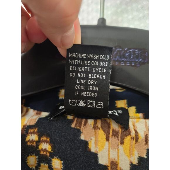 About A Girl Womens Tunic Size Small Blue Yellow Gold LongSleeve Light Long Fall - Picture 6 of 6